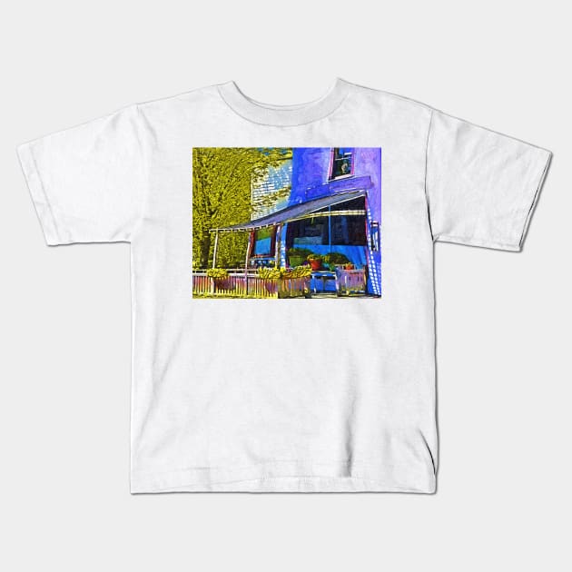 Roadside Cafe Kids T-Shirt by KirtTisdale